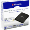 Verbatim Zewnętrzna nagrywarka SlimlineBlu-ray Ultra HD 4K + kabel USB-C/USB-A czarny/black 43888