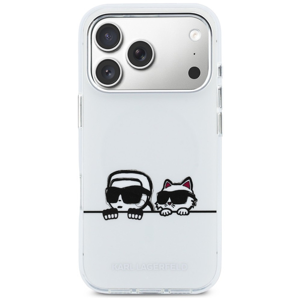 Etui Karl Lagerfeld IML Karl & Choupette Peekaboo Logo MagSafe do iPhone 17 Pro biały