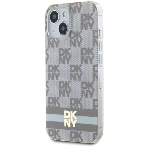 DKNY DKHMP14SHCPTSE iPhone 14 / 15 / 136.1" beżowy/beige hardcase IML Checkered Mono Pattern & Printed Stripes MagSafe