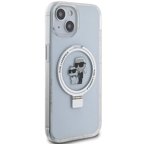 Karl Lagerfeld Ring Stand Karl&amp;Choupette MagSafe case for iPhone 14 / 15 / 13 - white