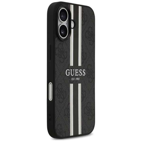 Etui Guess 4G Printed Stripes MagSafe do iPhone 17 czarny