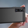 Carbon Case etui do Sony Xperia 1 V elastyczny silikonowy karbonowy pokrowiec czarne