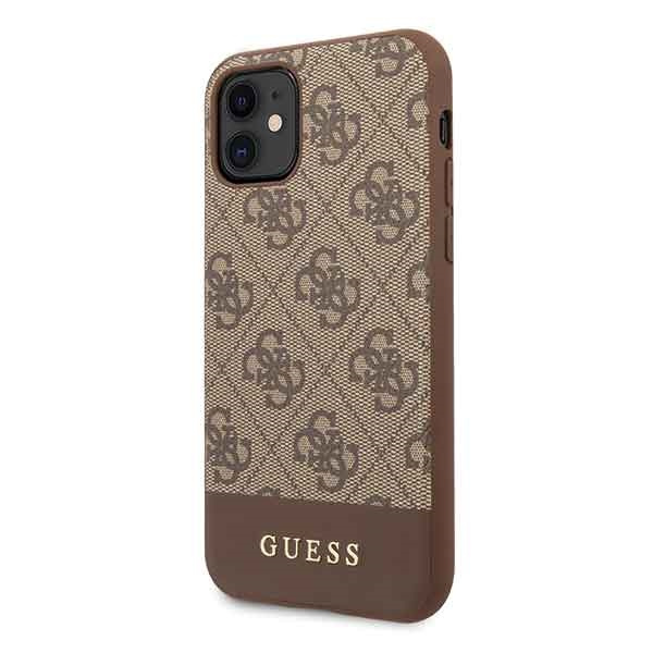 Guess GUHCN61G4GLBR iPhone 11 / Xr 6,1"brązowy/brown hard case 4G Stripe Collection