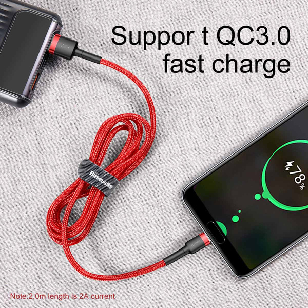Kabel Baseus Cafule USB-A / USB-C QC 3.0 3A 0.5 m - czerwony