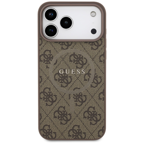 Etui Guess 4G Ring Classic Logo MagSafe  do iPhone 17 Pro Max brązowy