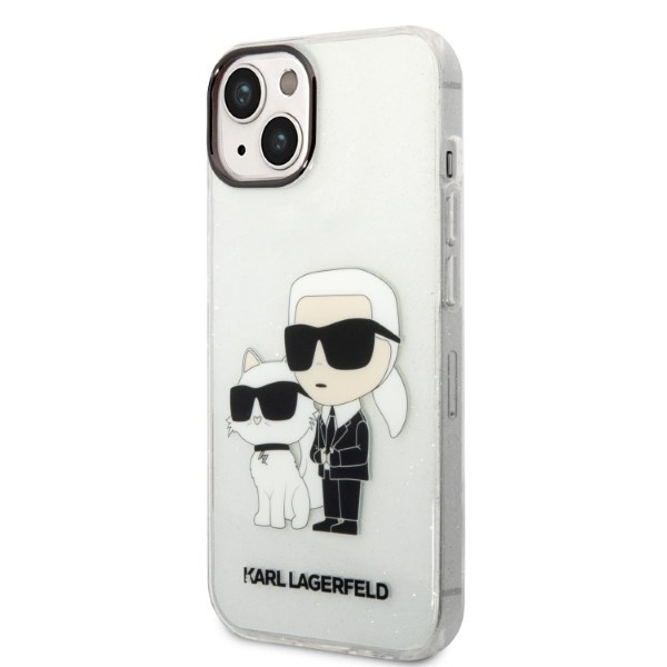 Karl Lagerfeld Glitter Karl&amp;Choupette case for iPhone 14 Plus - transparent