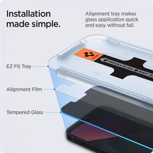 Szkło hartowane Spigen Glas.tR EZ Fit Privacy na iPhone 13 / 13 Pro / 14 / 16e - 2 szt.