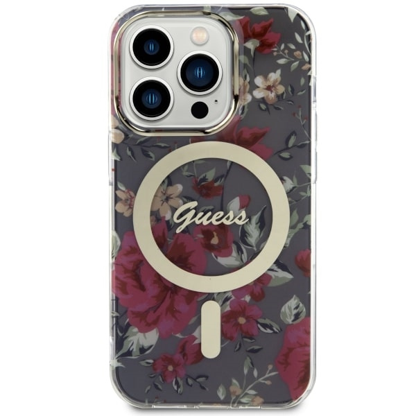 Guess GUHMP14LHCFWSA iPhone 14 Pro 6.1"zielony/khaki hardcase Flower MagSafe