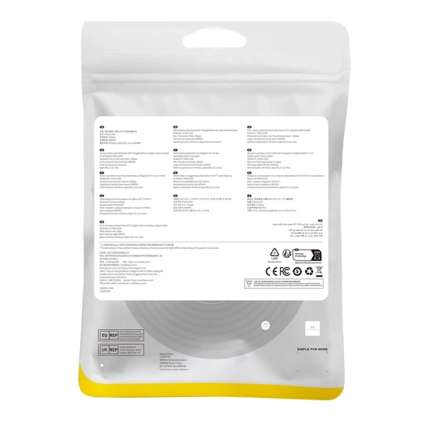 Baseus szybki kabel internetowy RJ45 cat.7 10Gbps 10m pleciony czarny