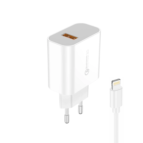 FONENG wall charger EU46 18W 1xUSB QC3.0 + cable Lightning White