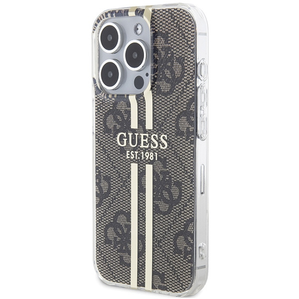 Guess GUHCP15LH4PSEGW iPhone 15 Pro 6.1" brązowy/brown hardcase IML 4G Gold Stripe