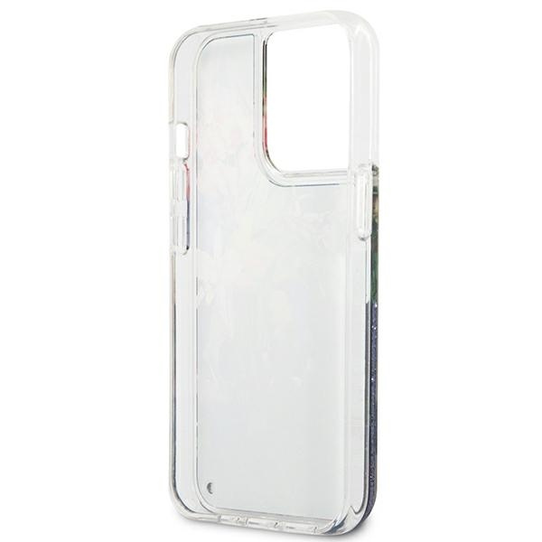 Guess GUHCP13LLFLSB iPhone 13 Pro / 136,1" niebieski/blue hardcase Flower Liquid Glitter