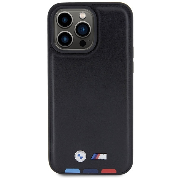 Etui BMW Leather Stamp Tricolor do iPhone 15 Pro Max - czarne