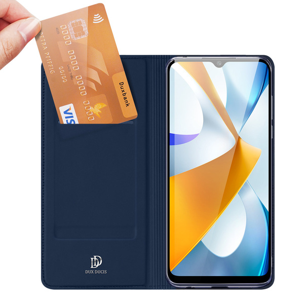 DUX DUCIS SKIN PRO CASE FOR XIAOMI POCO C40 FLIP COVER CARD WALLET STAND BLUE