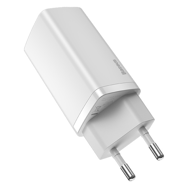 Baseus ładowarka sieciowa GaN2 Lite PD 65W 1x USB-C 1x USB biała