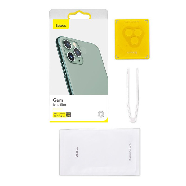 BASEUS 2X 0.25 MM 9H TEMPERED GLASS FOR REAR CAMERA IPHONE 12 / IPHONE 12 MINI TRANSPARENT (SGAPIPH54N-JT02)