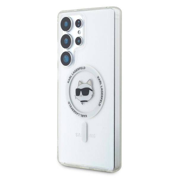 Etui Karl Lagerfeld Button Choupette     Head Printed Logo MagSafe do Samsung Galaxy S25 Ultra biały