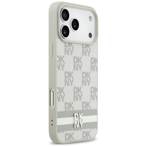 Etui DKNY Checkered with Printed Stripes do iPhone 17 Pro Max beżowy