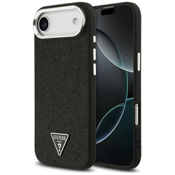 Etui Guess Glitter Triangle Logo MagSafe do iPhone Air czarny
