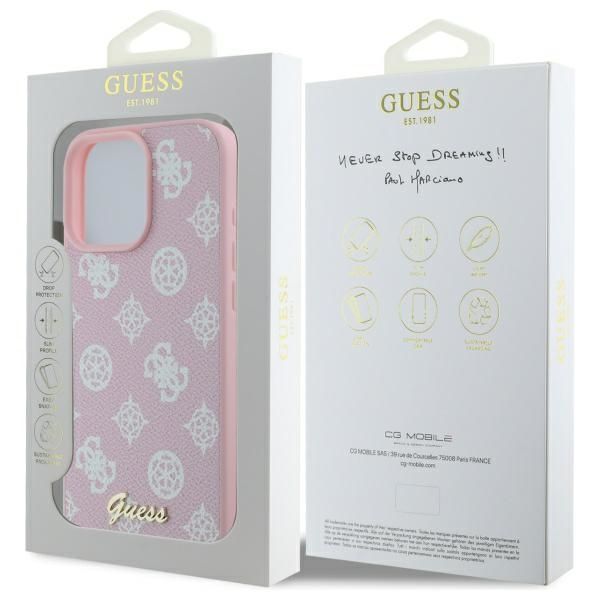 Guess GUHMP16XPGPYSP iPhone 16 Pro Max 6.9" różowy/pink hardcase Peony Script MagSafe