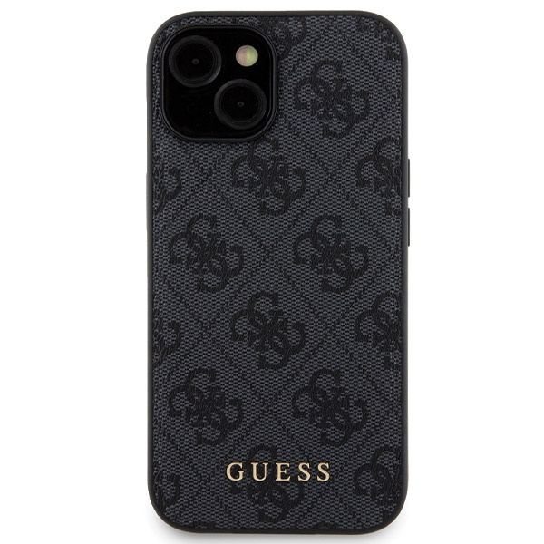 Zestaw Guess GUBPM5P15S4GEMGK iPhone15 6.1" hardcase + Powerbank 5000mAh MagSafe czarny/black 4G Metal Logo