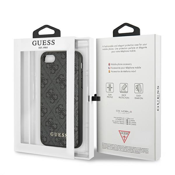 Guess GUHCI8G4GFGR iPhone SE 2022 / 2020/ 7 / 8  szary/grey hard case 4G Metal Gold Logo