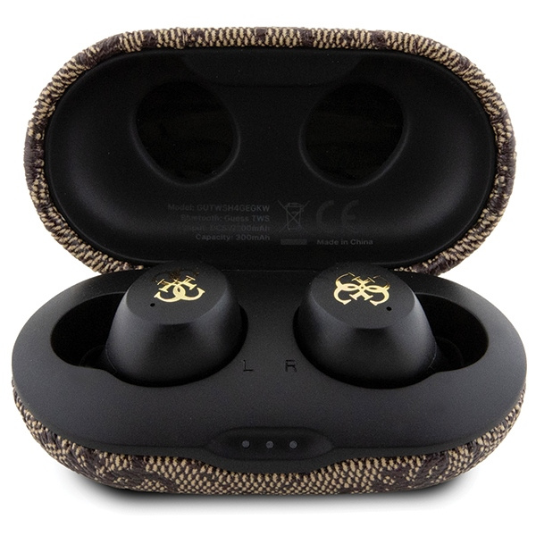 Guess słuchawki Bluetooth GUTWSP4EGWTWS + stacja dokująca ENC brązowy/brown 4G Metal