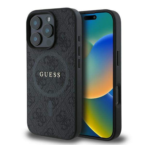Guess GUHMP16LG4GFRK iPhone 16 Pro 6.3" czarny/black hardcase 4G Ring Classic Logo MagSafe