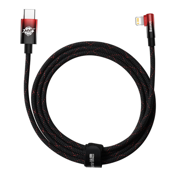 BASEUS MVP 2 ELBOW-SHAPED FAST CHARGING DATA CABLE TYPE-C TO IP 20W 2M BLACK+RED