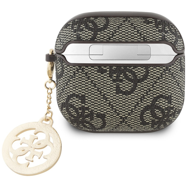Etui Guess 4G Strass Charm do AirPods 4  brązowy