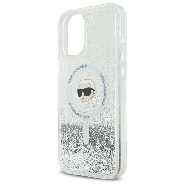 Karl Lagerfeld KLHMP16MLGKISGH iPhone 16  Plus 6.7" hardcase transparent Liquid Glitter Karl Head Magsafe