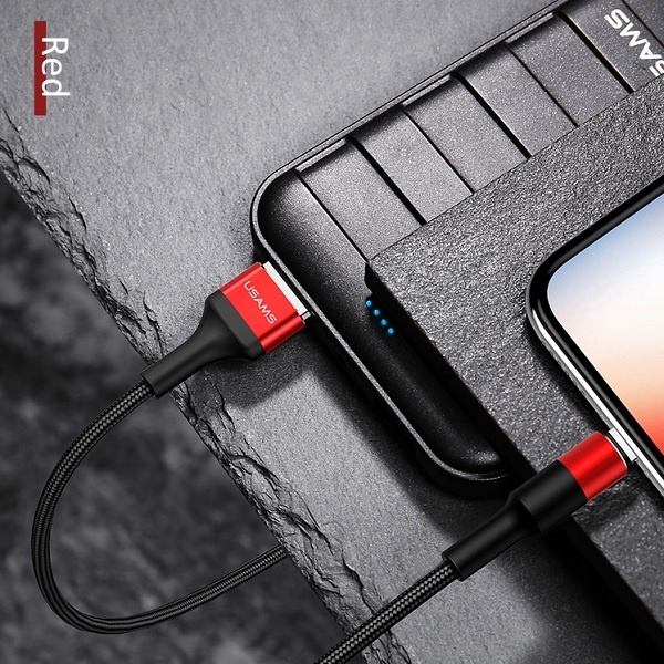 USAMS Kabel pleciony U5 2A lightningczerwony/red 1,2m SJ220IP02 (US-SJ220)
