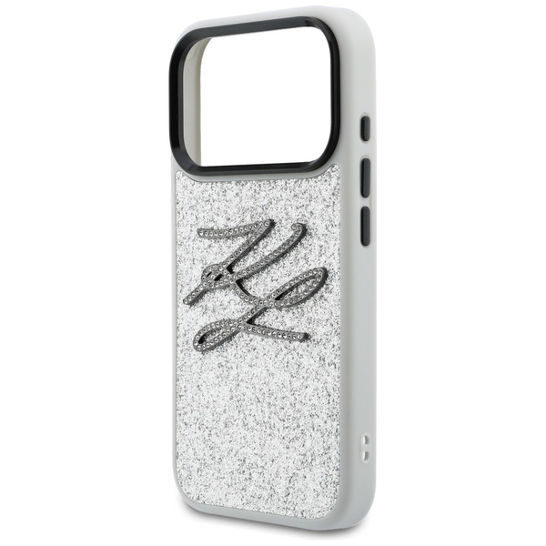 Etui Karl Lagerfeld IML Glitter KL       Diamond Logo do iPhone 17 Pro Max srebrny