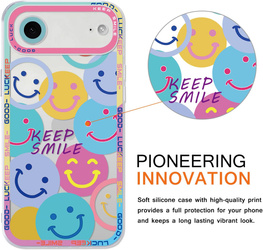 Etui Pnakqil iPhone 17, Cute smiley , pastel happy faces, kolorowe pudełko