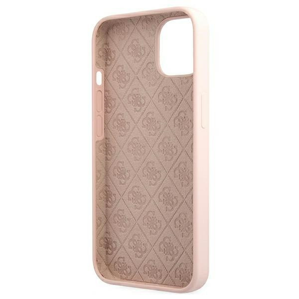 Guess GUHMP13MLSLMGLP iPhone 13 / 14 /15 6.1" jasnoróżowy/light pink hardcase Silicone Script Gold Logo Magsafe