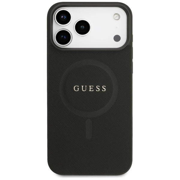 Etui Guess Saffiano Classic Logo MagSafe do iPhone 17 Pro Max czarny
