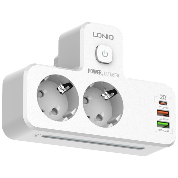 Listwa zasilająca Beline                 z podświetleniem LED 2xUSB-A/USB-C/2xAC biały