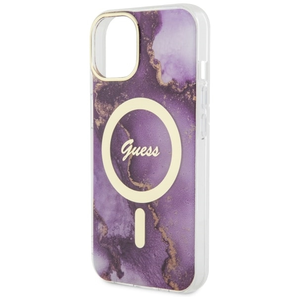 Guess GUHMP14SHTMRSU iPhone 14 / 15 / 136.1" purpurowy/purple hardcase Golden Marble MagSafe