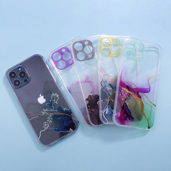 Marble Case etui do iPhone 13 Pro Max żelowy pokrowiec marmur niebieski