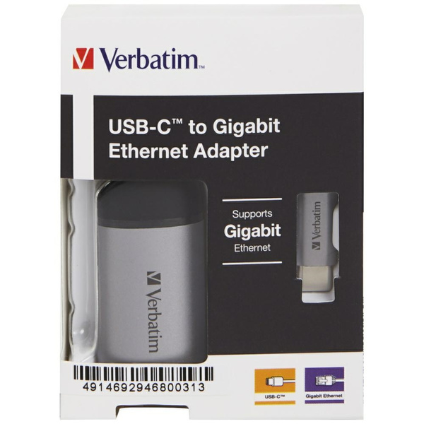 Verbatim Adapter USB-C - Ethernet        aluminiowy/aluminum 49146