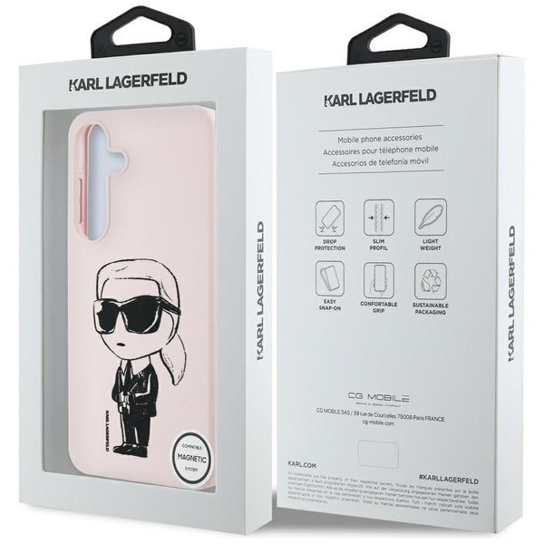 Etui Karl Lagerfeld Silicone Graffiti    Ikonik Printed Logo MagSafe do Samsung Galaxy S25 różowy