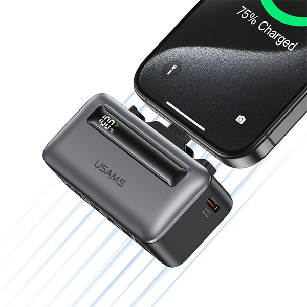 USAMS Powerbank 4500mAh USB-C/Lightning   20W PD Fast Charge szary/tarnish XB Series 4K5CD23301 (US-CD233)