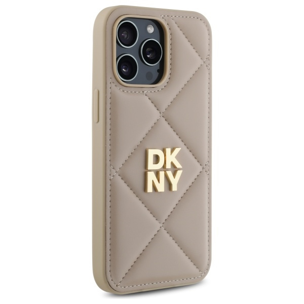 DKNY DKHCP14LPQDSLE iPhone 14 Pro 6.1"   beżowy/beige Quilted Stack Logo