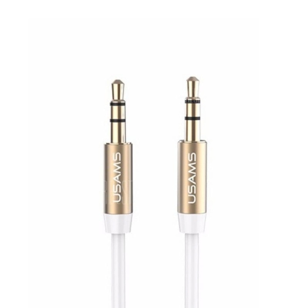 USAMS Adapter audio jack 3,5m - 3,5m 1mbiały/white YP102 (YP-01)