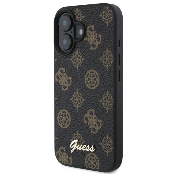 Guess GUHMP16SPGPYSK iPhone 16 6.1" czarny/black hardcase Peony Script MagSafe