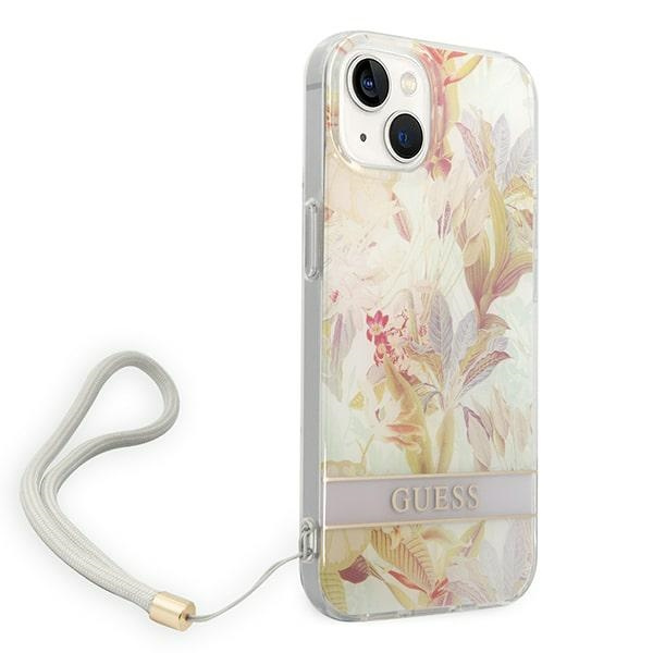 Guess GUOHCP14MHFLSU iPhone 14 Plus / 15 Plus 6.7" fioletowy/purple hardcase Flower Strap