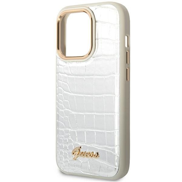 Guess GUHCP14LHGCRHS iPhone 14 Pro 6,1" srebrny/silver hardcase Croco Collection