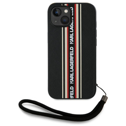 Etui Karl Lagerfeld Saffiano Athleisure Stripes Cord do iPhone 15 czerwony