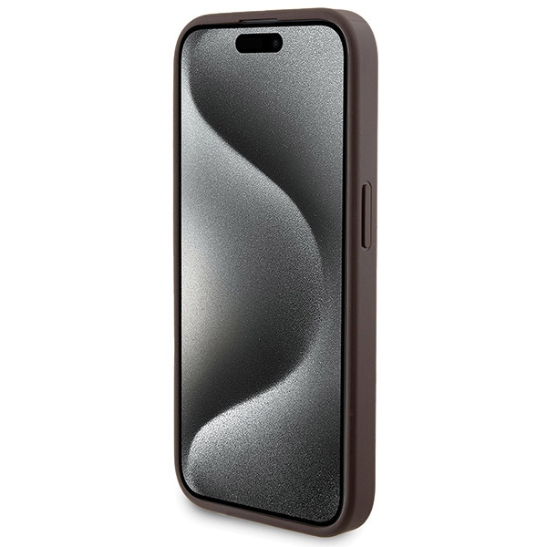 Zestaw Guess GUBPM5P15L4GEMGW iPhone15 Pro 6.1" hardcase + Powerbank 5000mAh MagSafe brązowy/brown 4G Metal Logo