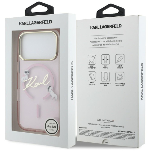 Etui Karl Lagerfeld IML Choupettes Karl  Script Logo MagSafe do iPhone 17 Pro Max różowy
